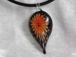 Glass Necklace Style 2 Orange 4mm Leather Cord